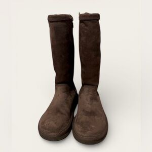 New UGG Australia Wo's Boots 1890 KENLY Tall Suede Zip Sheepskin Size 5